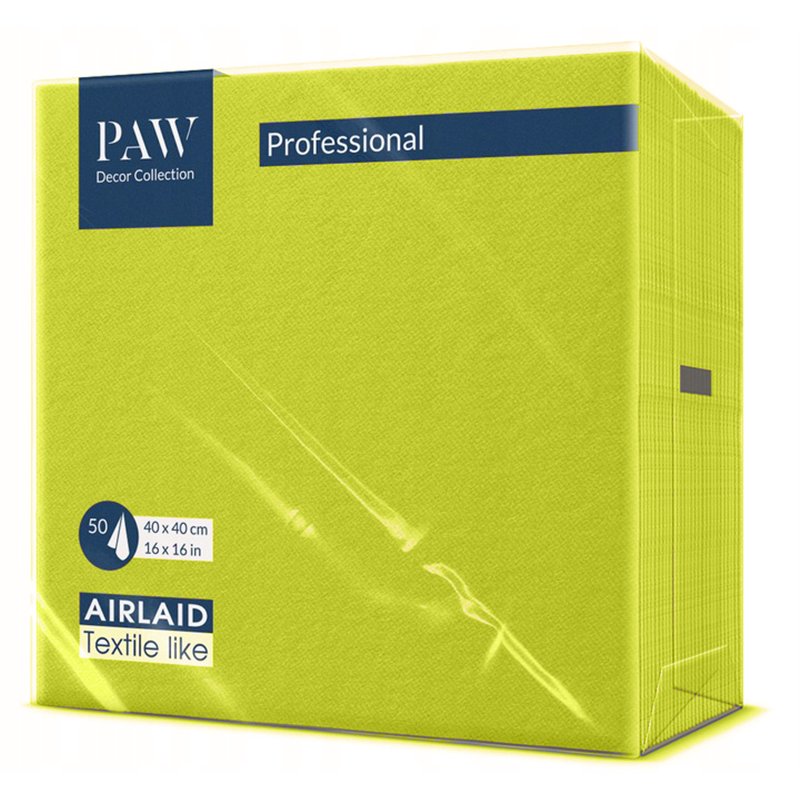 50 stk. Middagsservietter Limegrøn Airlaid 40x40 cm – Luksus stof-look til elegante fester