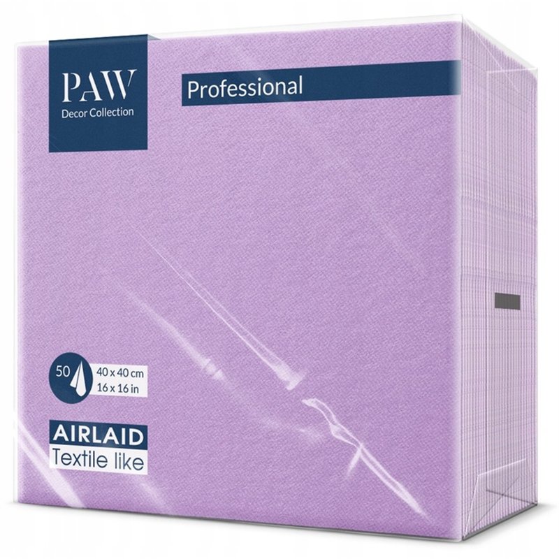 50 stk. Middagsservietter Lilla Airlaid 40x40 cm – Luksus stof-look til elegante fester