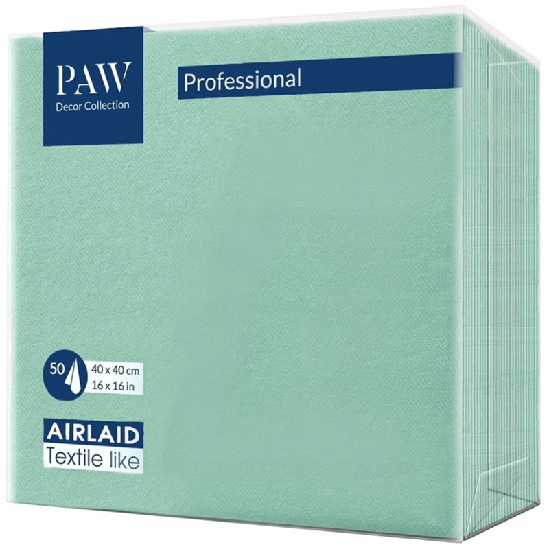 50 stk. Middagsservietter Mintgrøn Airlaid 40x40 cm – Luksus stof-look til elegante fester