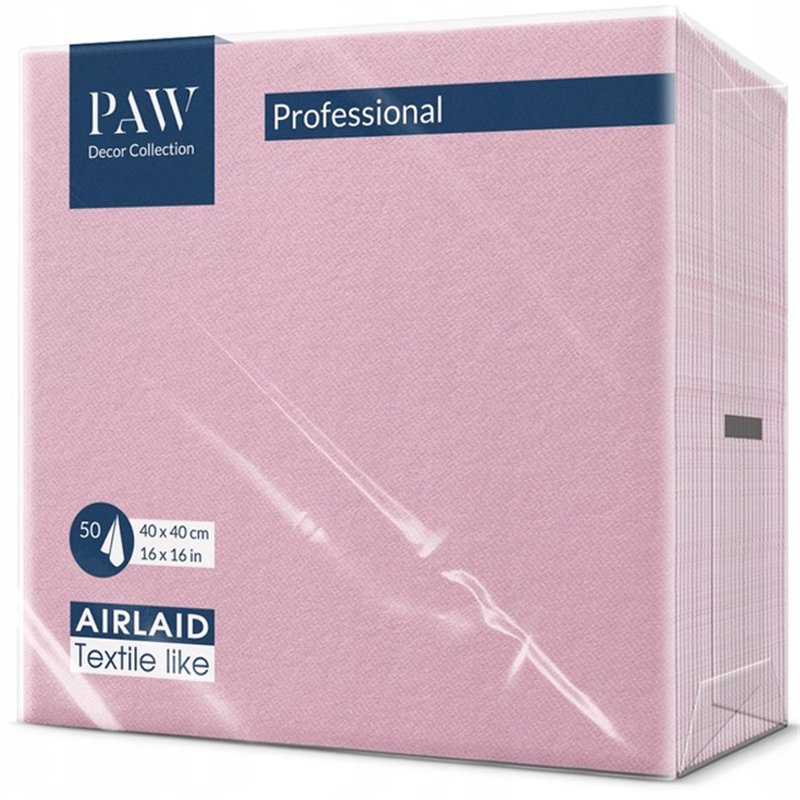 50 stk. Middagsservietter Lyserød Airlaid 40x40 cm – Luksus stof-look til elegante fester