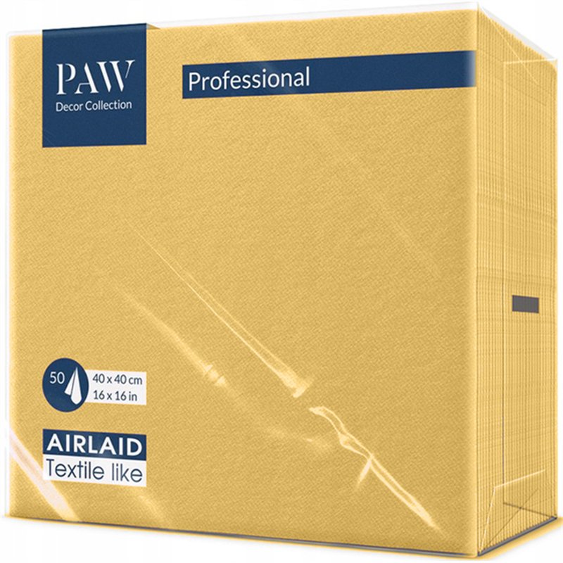 50 stk. Middagsservietter Guld Airlaid 40x40 cm – Luksus stof-look til elegante fester