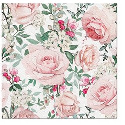 50 stk. Middagsservietter Hvid Airlaid 40x40 cm Rose design – Eksklusiv luksus 50 stk. Middagsservietter Hvid Airlaid 40x40 cm Rose design – Eksklusiv luksus