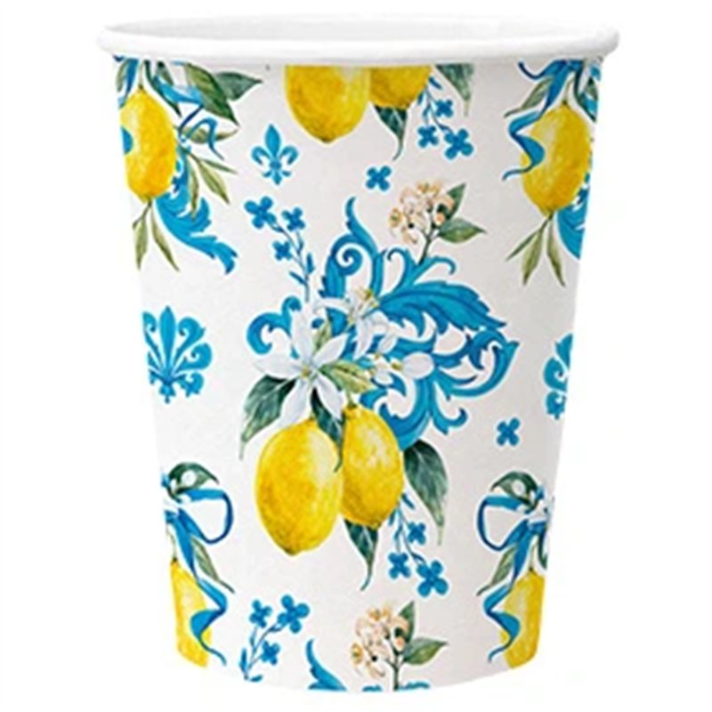 8 stk. Papkrus Citroner og blå Mosaik 250 ml Plastikfri – 8 stk. Papkrus Citroner og blå Mosaik 250 ml Plastikfri –