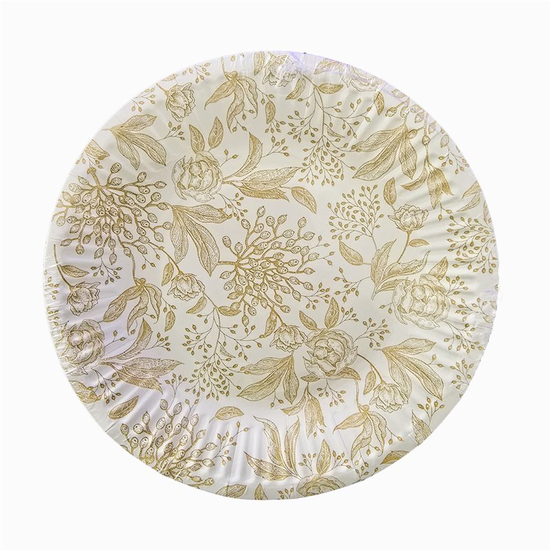 8 stk. Paptallerkner Guld Pæon 18 cm – Miljøvenlig elegance til enhver fest