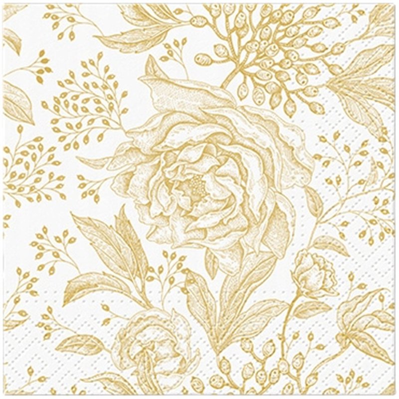 20 stk. Frokostservietter Guld Pæon 33x33 cm – Eksklusivt design til festlige borde 20 stk. Frokostservietter Guld Pæon 33x33 cm – Eksklusivt design til festlige borde