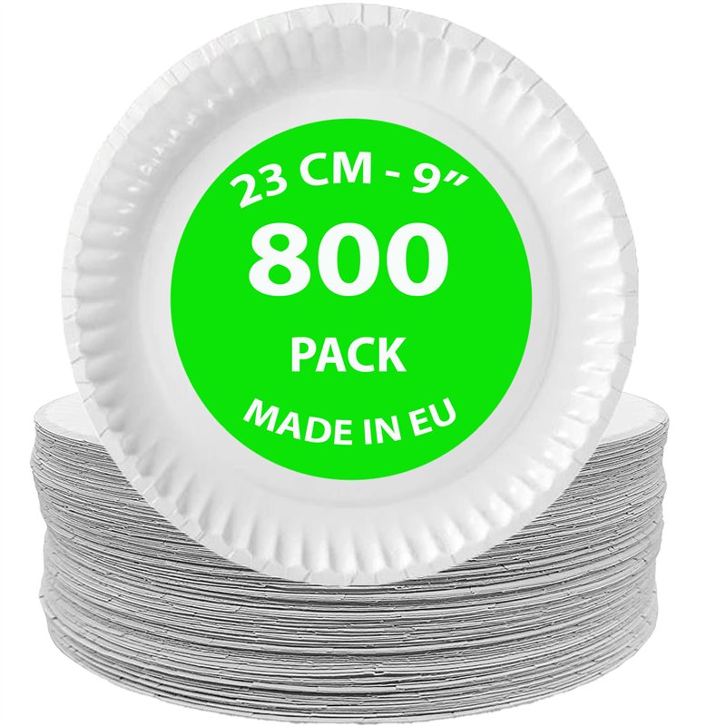 800 stk. Paptallerkner Hvid 23 cm – Robuste og Miljøvenlige, FSC®-certificerede 800 stk. Paptallerkner Hvid 23 cm – Robuste og Miljøvenlige, FSC®-certificerede