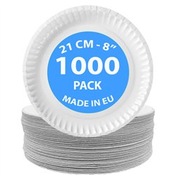1000 stk. Paptallerkener Hvid 21 cm – Holdbar elegance til ethvert event 1000 stk. Paptallerkener Hvid 21 cm – Holdbar elegance til ethvert event