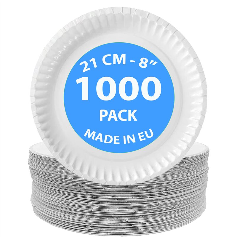 1000 stk. Paptallerkener Hvid 21 cm – Holdbar elegance til ethvert event 1000 stk. Paptallerkener Hvid 21 cm – Holdbar elegance til ethvert event