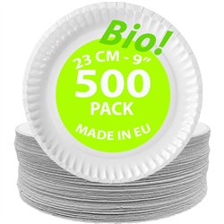 500 stk. Bionedbrydelige Paptallerkener Hvid 23 cm – Elegant & Miljøvenlig Festløsning 500 stk. Bionedbrydelige Paptallerkener Hvid 23 cm – Elegant & Miljøvenlig Festløsning