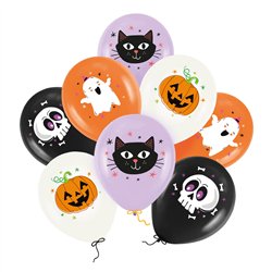 8 stk. Halloween balloner 30 cm farvemix – Unik feststemning 8 stk. Halloween balloner 30 cm farvemix – Unik feststemning