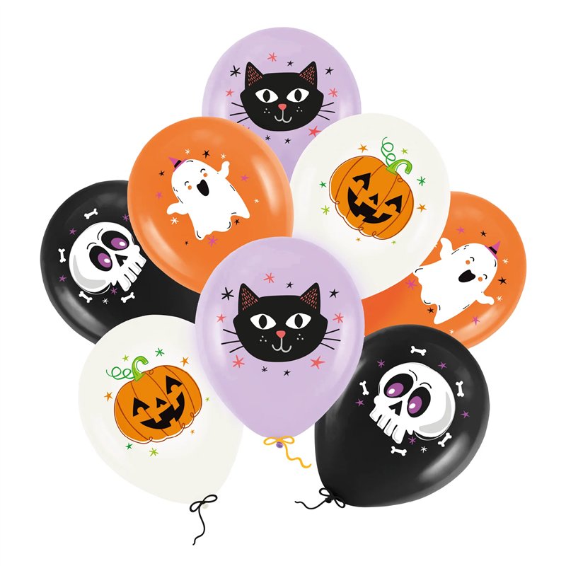 8 stk. Halloween balloner 30 cm farvemix – Unik feststemning 8 stk. Halloween balloner 30 cm farvemix – Unik feststemning