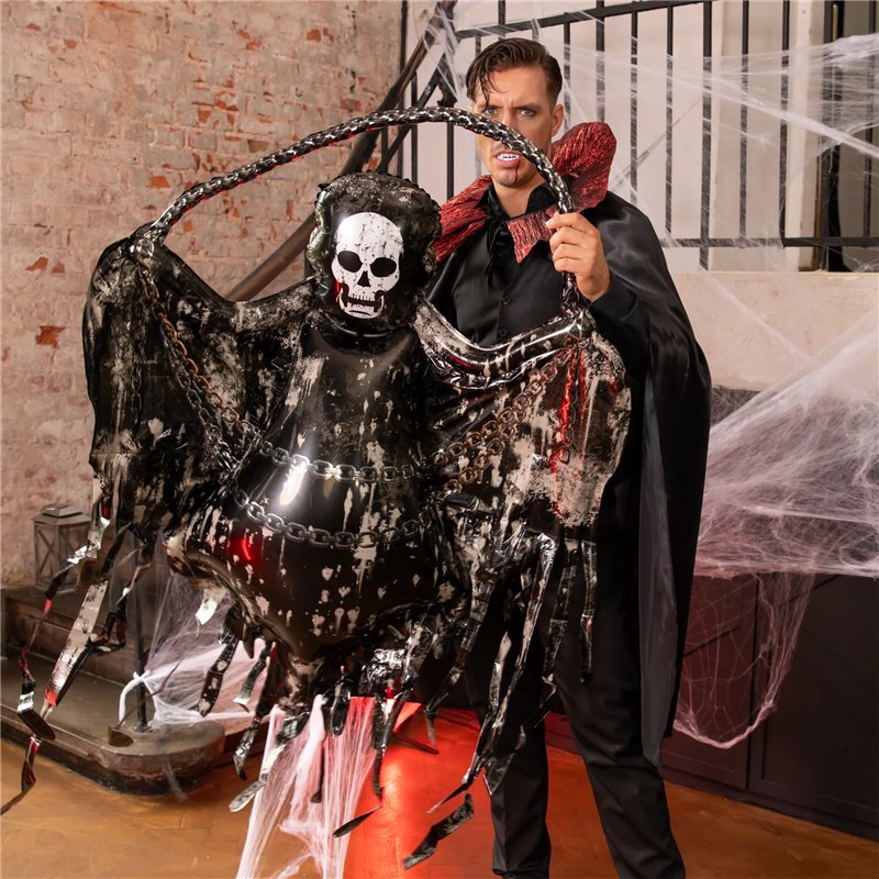 Dødsfolieballon med kæder Halloween 118 x 150 cm – Skræmmende Mega Folieballon Dødsfolieballon med kæder Halloween 118 x 150 cm – Skræmmende Mega Folieballon