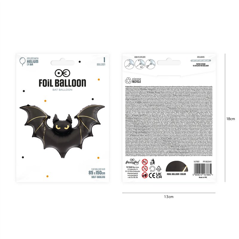 Folieballon Flagermus Sort 85x150 cm Halloween – Unik blikfang til (u)hyggelig fest Folieballon Flagermus Sort 85x150 cm Halloween – Unik blikfang til (u)hyggelig fest