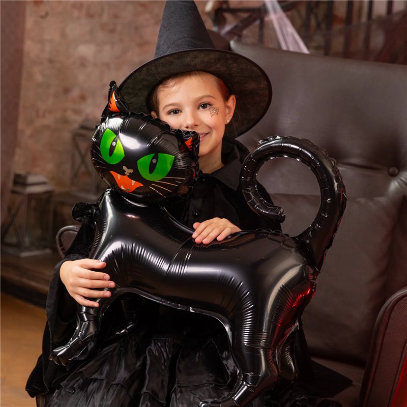 Folieballon Sort Kat 62x65 cm Halloween – Unik dekoration, der skaber uhyggelig stemning Folieballon Sort Kat 62x65 cm Halloween – Unik dekoration, der skaber uhyggelig stemning