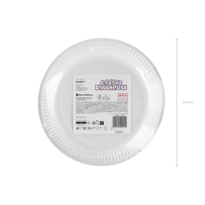 Paper plates Gabby's Dollhouse, mix, 23 cm (1 pkt / 6 pc.) Paper plates Gabby's Dollhouse, mix, 23 cm (1 pkt / 6 pc.)