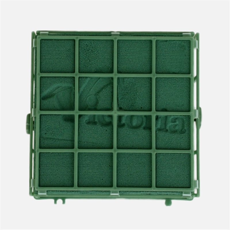 1 stk. Blomsterskum med holder Grøn 11x11x7 cm med gitter – 1 stk. Blomsterskum med holder Grøn 11x11x7 cm med gitter –