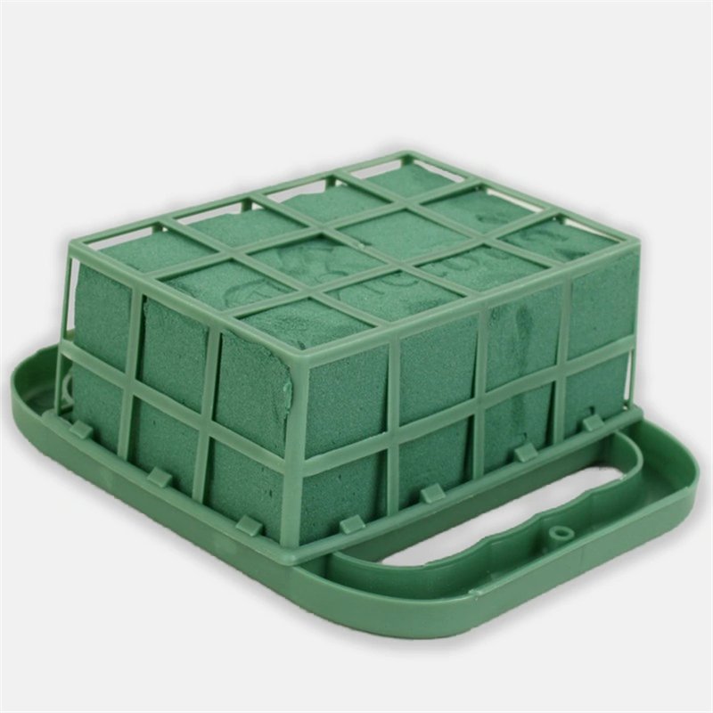 1 stk. Blomsterskum med holder Grøn 11x21x8 cm med gitter – Skab stabile, unikke dekorationer