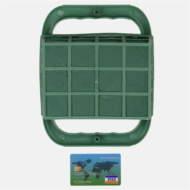 1 stk. Blomsterskum med holder Grøn 11x21x8 cm med gitter – Skab stabile, unikke dekorationer 1 stk. Blomsterskum med holder Grøn 11x21x8 cm med gitter – Skab stabile, unikke dekorationer