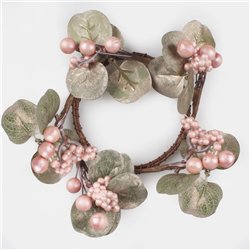 Kunstig B&aelig;r- & Eukalyptuskrans 14 cm allergivenlig &ndash; Skab tidl&oslash;s hygge uden besv&aelig;r