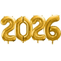 Folieballon Tal 2026 Guld 86 cm &ndash; Perfekt til Nyt&aring;rsfest & Jubil&aelig;um Dekoration