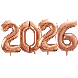 Folieballon S&aelig;t 2026 Rose Guld 14" - Perfekt til Nyt&aring;r & Jubil&aelig;um Dekoration
