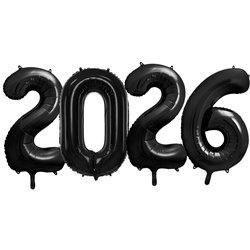 Folieballon Tal 2026 Sort 86 cm &ndash; Skab magi til nyt&aring;r og jubil&aelig;er