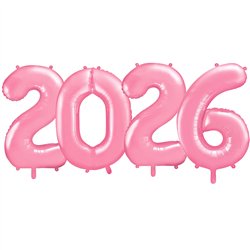 Folieballon Tal 2026 Lyser&oslash;d 34" - Perfekt til Nyt&aring;rsfest & Jubil&aelig;um 86 cm