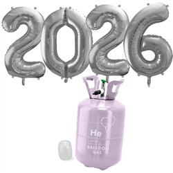 1 s&aelig;t. Folieballon S&oslash;lv Tal 2026 Helium S&aelig;t &ndash; Perfekt til Nyt&aring;r & Jubil&aelig;er 86 cm