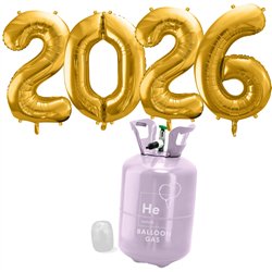 1 s&aelig;t. Folieballoner Guld Tal 2026 34" &ndash; Perfekt til Nyt&aring;r & Jubil&aelig;um med Helium