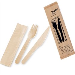 60 stk. Tr&aelig;bestiks&aelig;t kniv, gaffel, serviet  &ndash; Milj&oslash;venlig elegance til festbordet