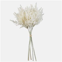 6 stk. Kunstig Hvidt pampasgr&aelig;sbundt vinterfrost glitter erfekt