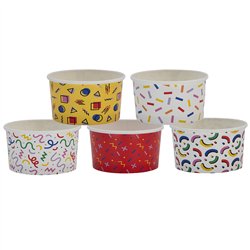 30 stk. Isb&aelig;gre Memphis design 350ml &ndash; Farverig og festlig servering til sommerfesten.