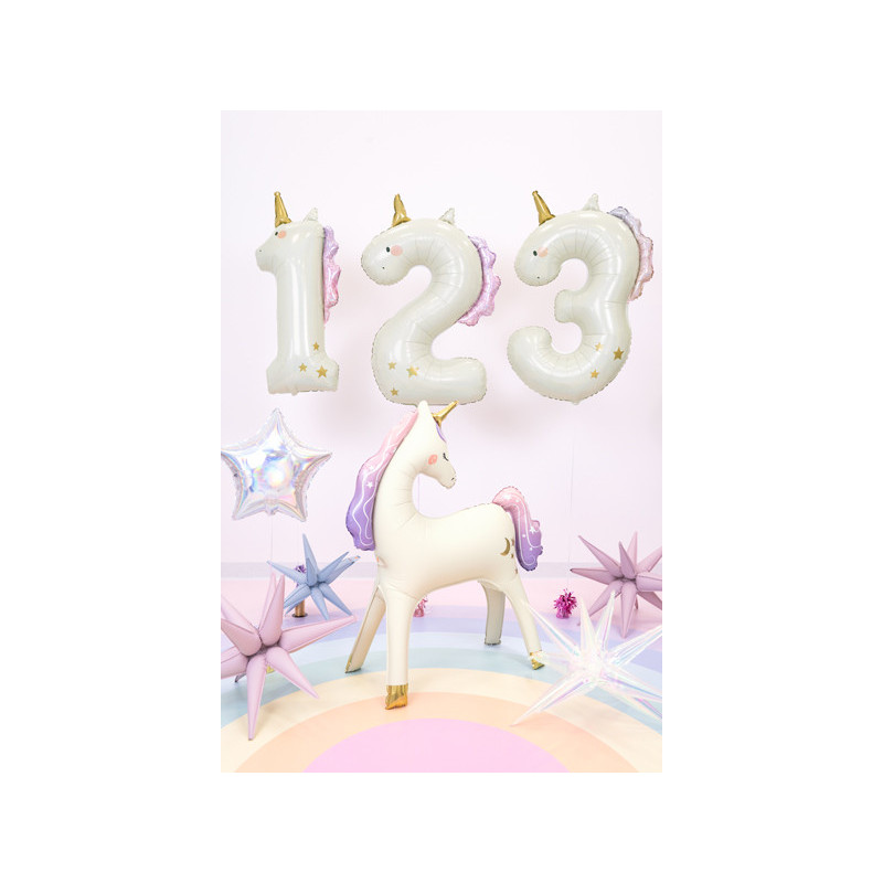 Foil balloon Number ''3'' Unicorn, 93cm, mix