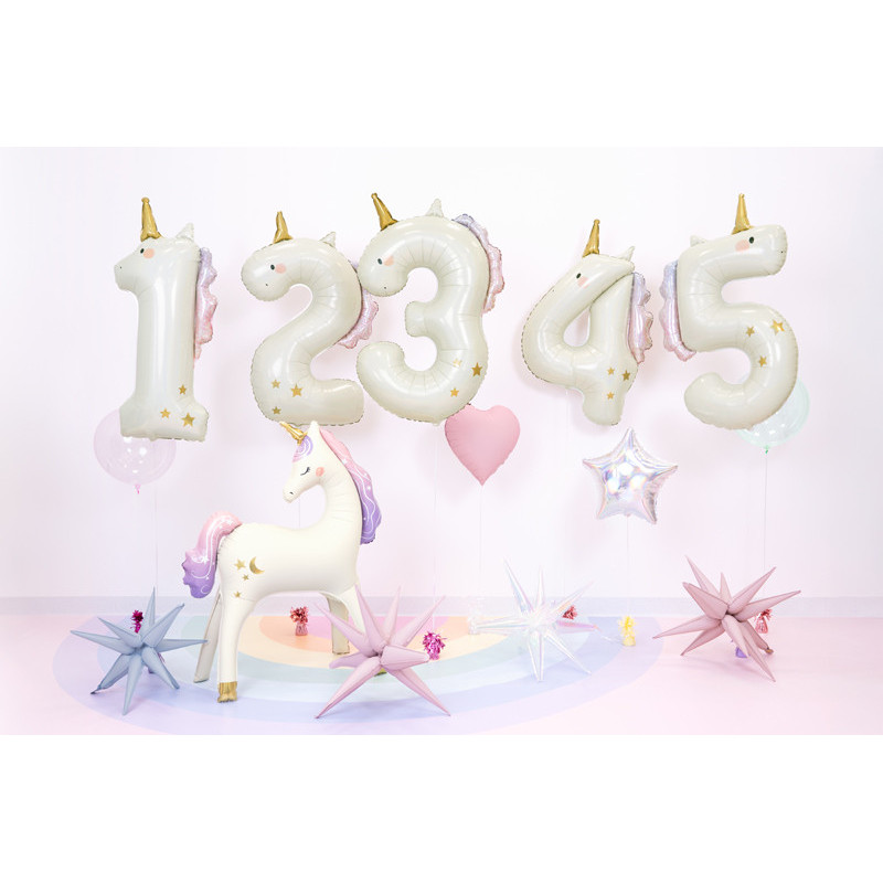 Foil balloon Number ''4'' Unicorn, 93cm, mix