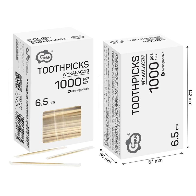 1000 stk. Enkeltindpakkede Tandstikker Birketr&aelig; 65 mm &ndash; Hygiejnisk elegance til enhver begivenhed