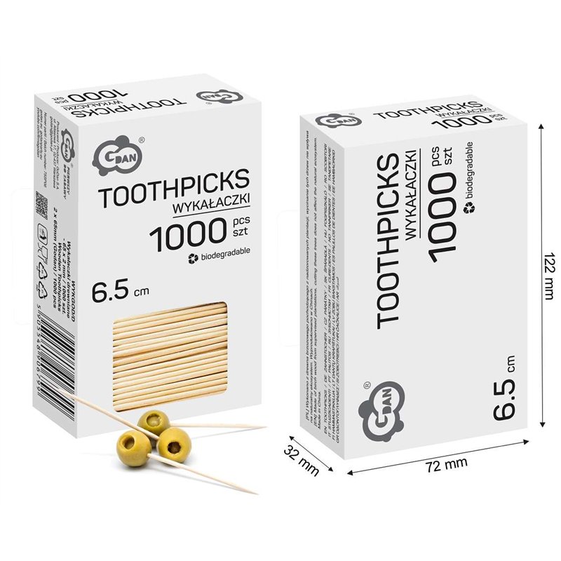 1000 stk. Tandstikker Birketr&aelig; Natur 65 mm &ndash; Elegant og praktisk til fest & hverdag