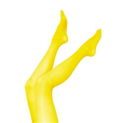 Gul 60 DEN nylon str&oslash;mpebukser onesize &ndash; Holdbar og festlig til dans og kostumer.