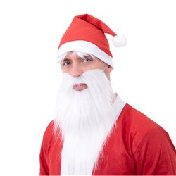 Fyldigt langt Julemandens kunstige øjenbryn og skæg med overskæg - sæt