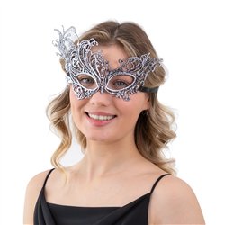 Venetiansk Maskerade maske S&oslash;lv blonde &ndash; elegant tilbeh&oslash;r til fest og temabegivenheder