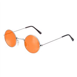 Runde Lennon Briller Orange 12 cm &ndash; Unik 60'er retro stil til fest & hverdag!