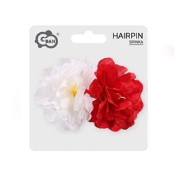 1 stk. H&aring;rn&aring;l, store, hvide og r&oslash;de kronblade H&aring;rklips, 