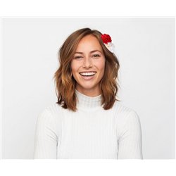 1 stk. H&aring;rn&aring;l, store, hvide og r&oslash;de kronblade H&aring;rklips, 