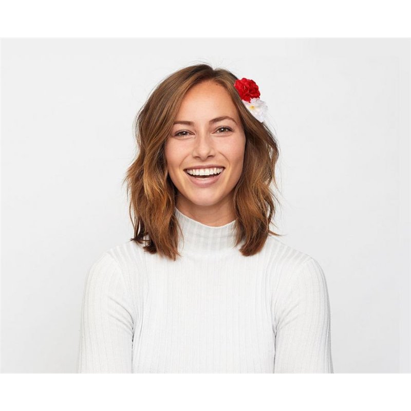 1 stk. H&aring;rn&aring;l, store, hvide og r&oslash;de kronblade H&aring;rklips, 