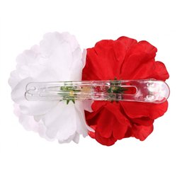 1 stk. H&aring;rn&aring;l, store, hvide og r&oslash;de kronblade H&aring;rklips, 