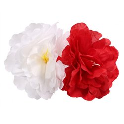 1 stk. H&aring;rn&aring;l, store, hvide og r&oslash;de kronblade H&aring;rklips, 