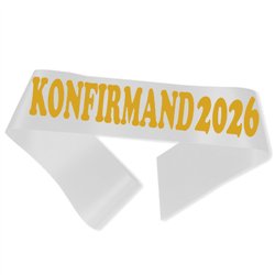 Ordensbånd Konfirmand 2026 Hvid 190 cm – Marker dagen med elegance og guld