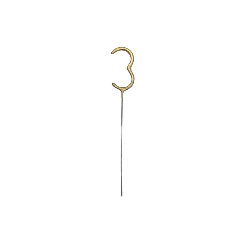 Sparkler Number 3, gold, 15 cm Sparkler Number 3, gold, 15 cm