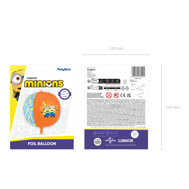 Foil balloon Ball with Minions, 75 cm, mix