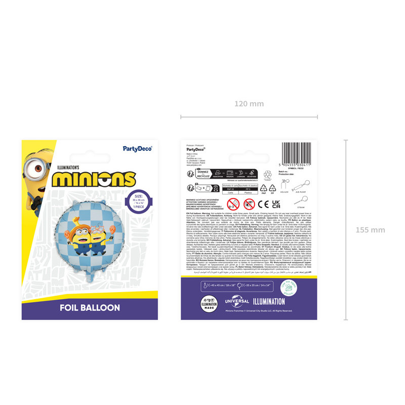 Foil balloon tablet Minions, 35x35 cm, mix