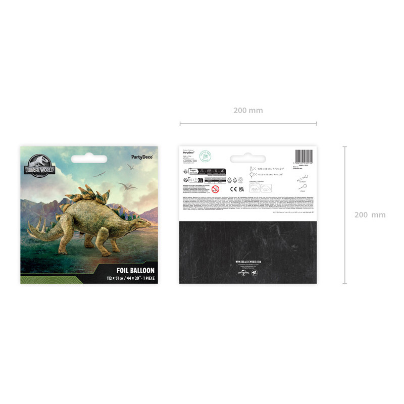 Foil balloon Jurassic World Stegosaurus, 112x51 cm, mix Foil balloon Jurassic World Stegosaurus, 112x51 cm, mix